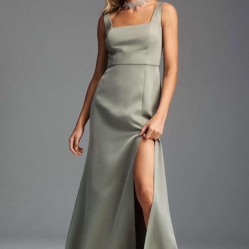 BHLDN Sophia Square-Neck Satin Maxi Dress 1X